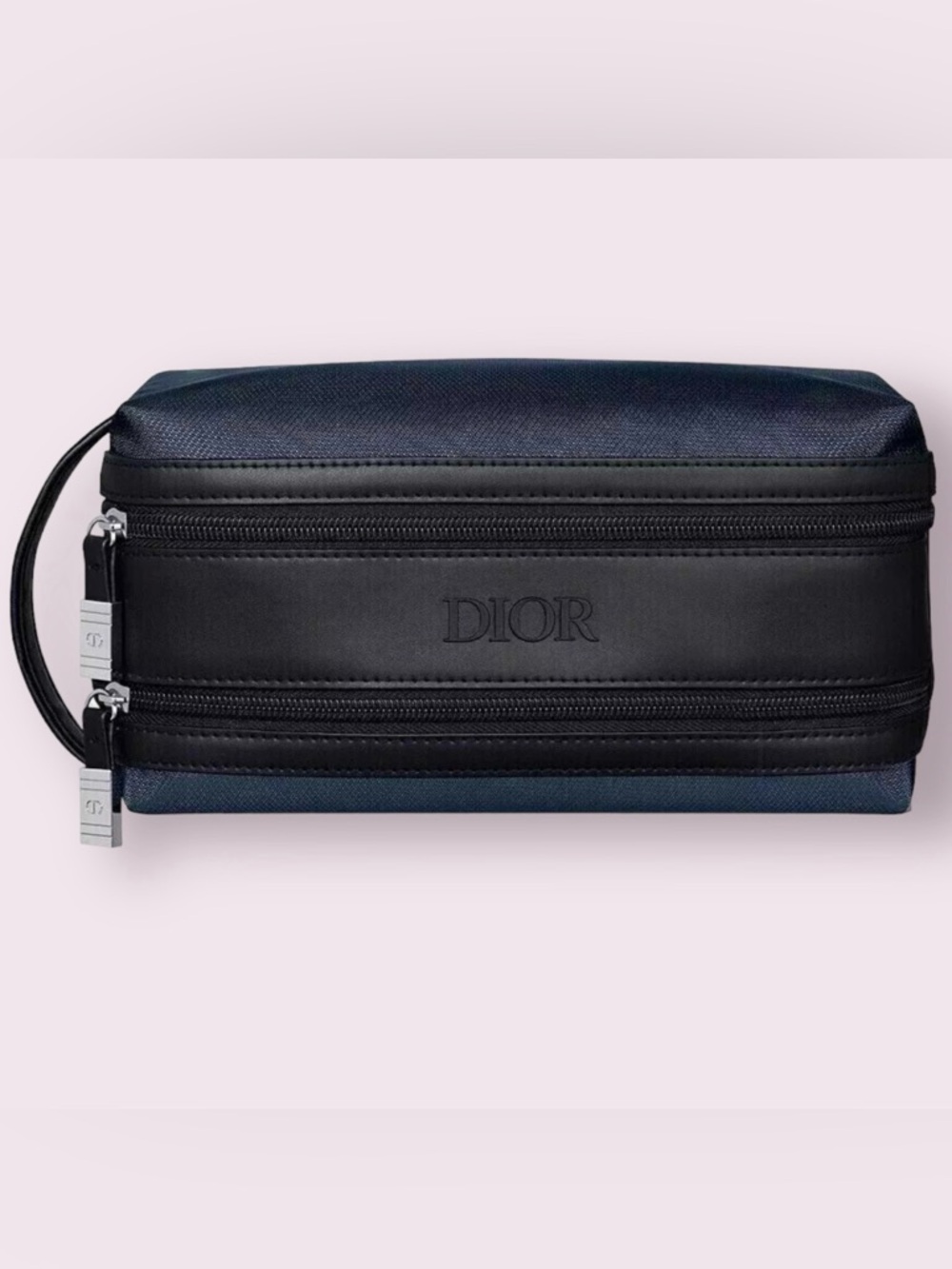 Navy/Black (Faux-Leather) Dior Beauty (Dual-Compartmented) Cosmetic-Makeup Bag